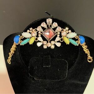 J Crew Statement Bracelet Clear Yellow White Blue Stones